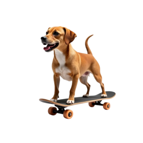 dog on a skateboard