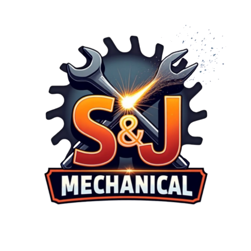 Create a 3D monogram style logo for a mechanic company called “S&J MECHANICAL” add welding effect and sparks flying add tools crossed in the background and write “MECHANICAL” at the bottom