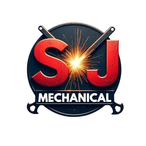Create a 3D monogram style logo for a mechanic company called “S&J MECHANICAL” add welding effect and sparks flying add tools crossed in the background and write “MECHANICAL” at the bottom