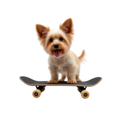 dog on a skateboard