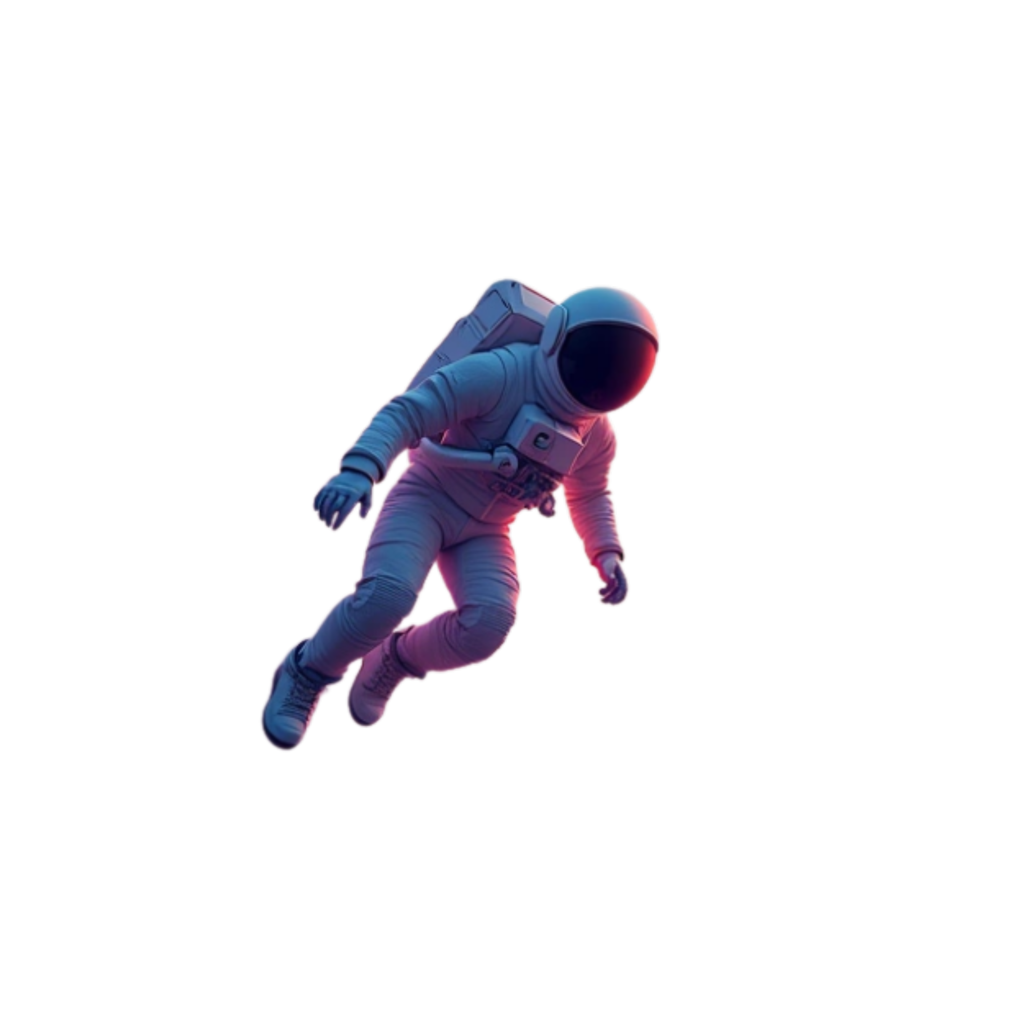 spaceman flying through colorful clouds with the text "unreal custom designs" under it in colorful gradients