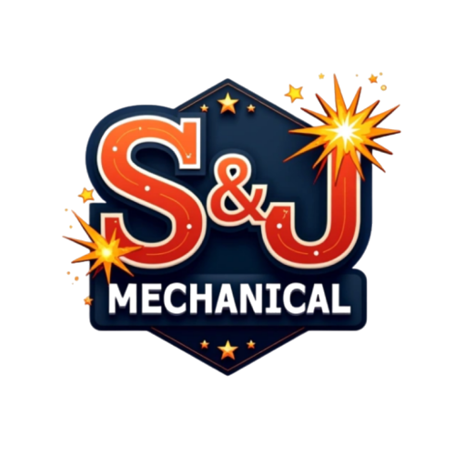 Create a 3D monogram style logo for a mechanic company called “S&J MECHANICAL” add welding effect and sparks flying write “MECHANICAL” at the bottom