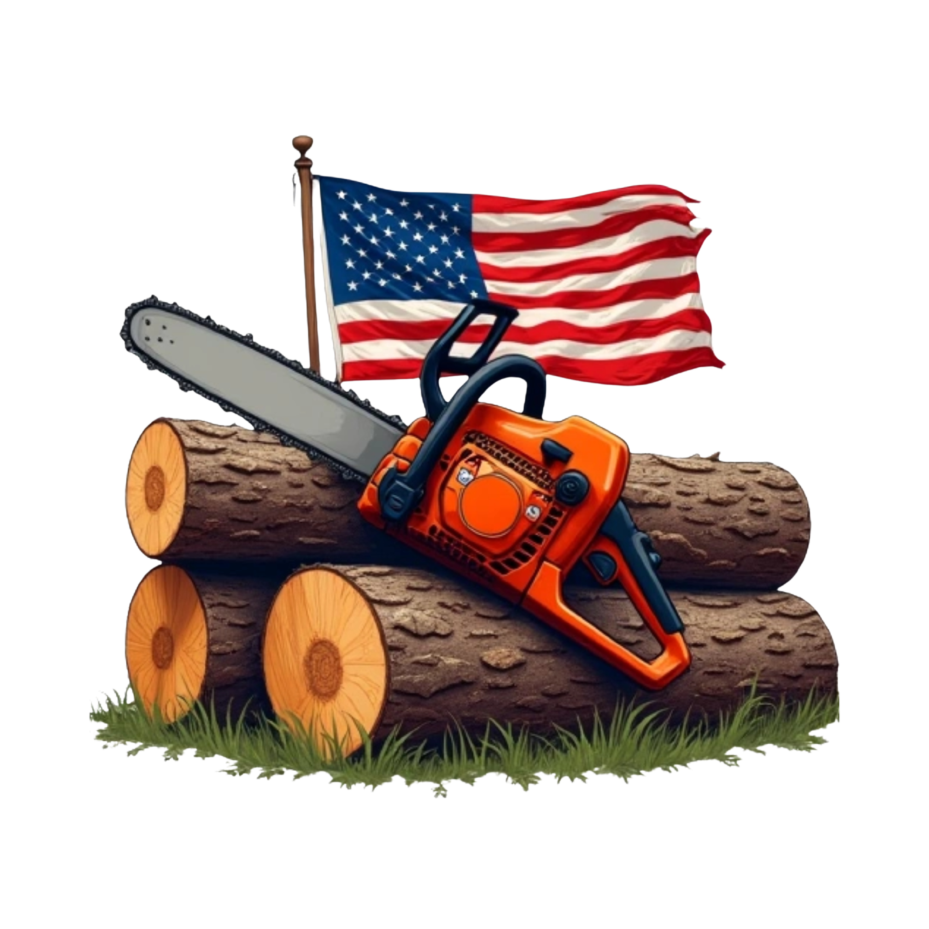 Husqvarna chainsaw logs American flag
