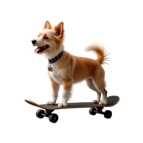 dog on a skateboard