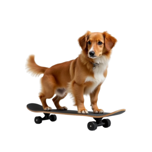 dog on a skateboard