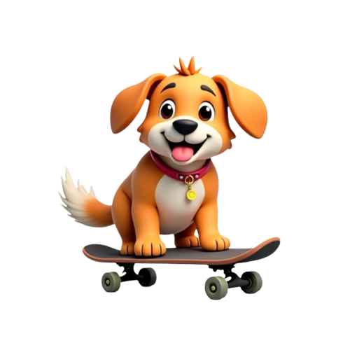 dog on a skateboard