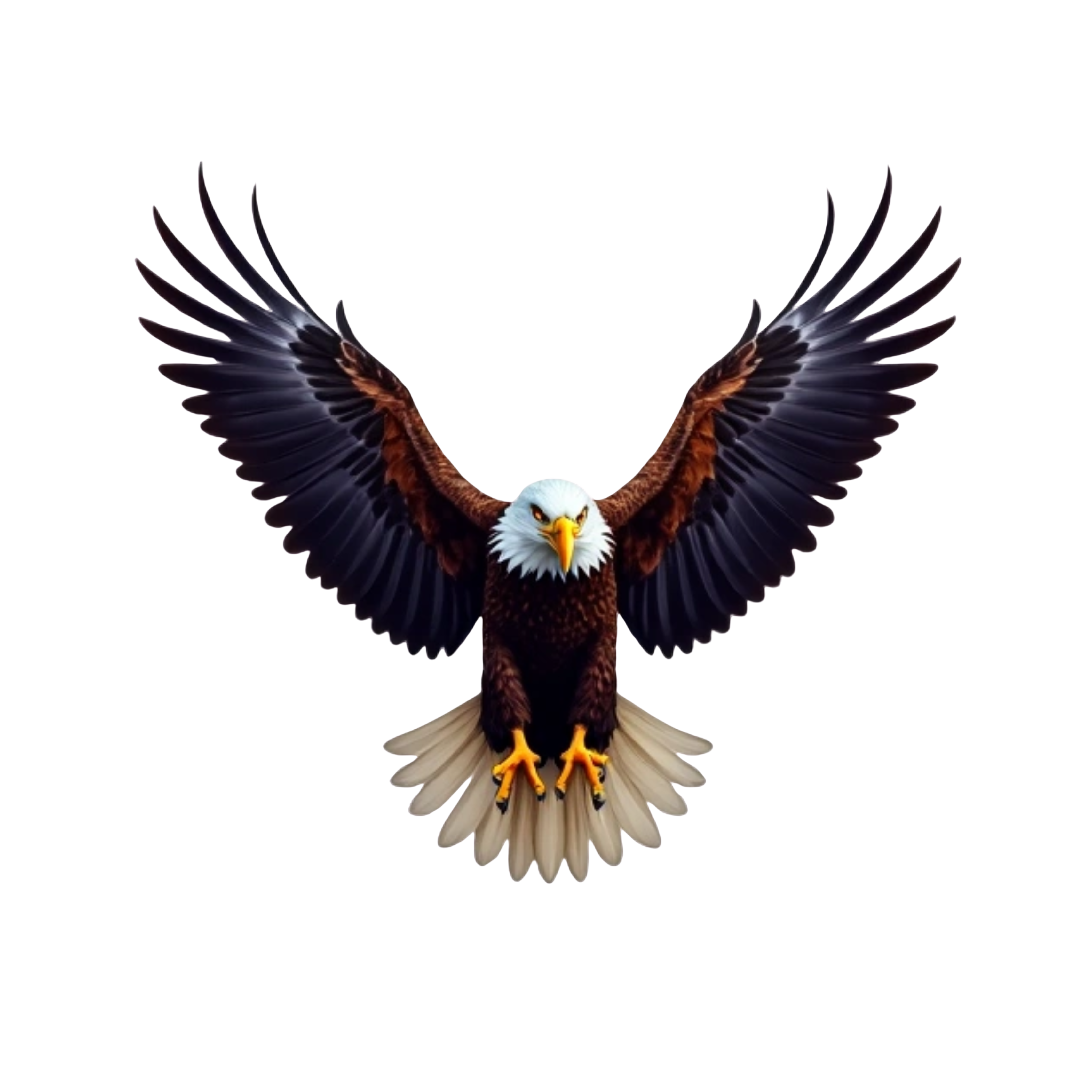 bald eagle, asymmetrical, with red, white, and blue.