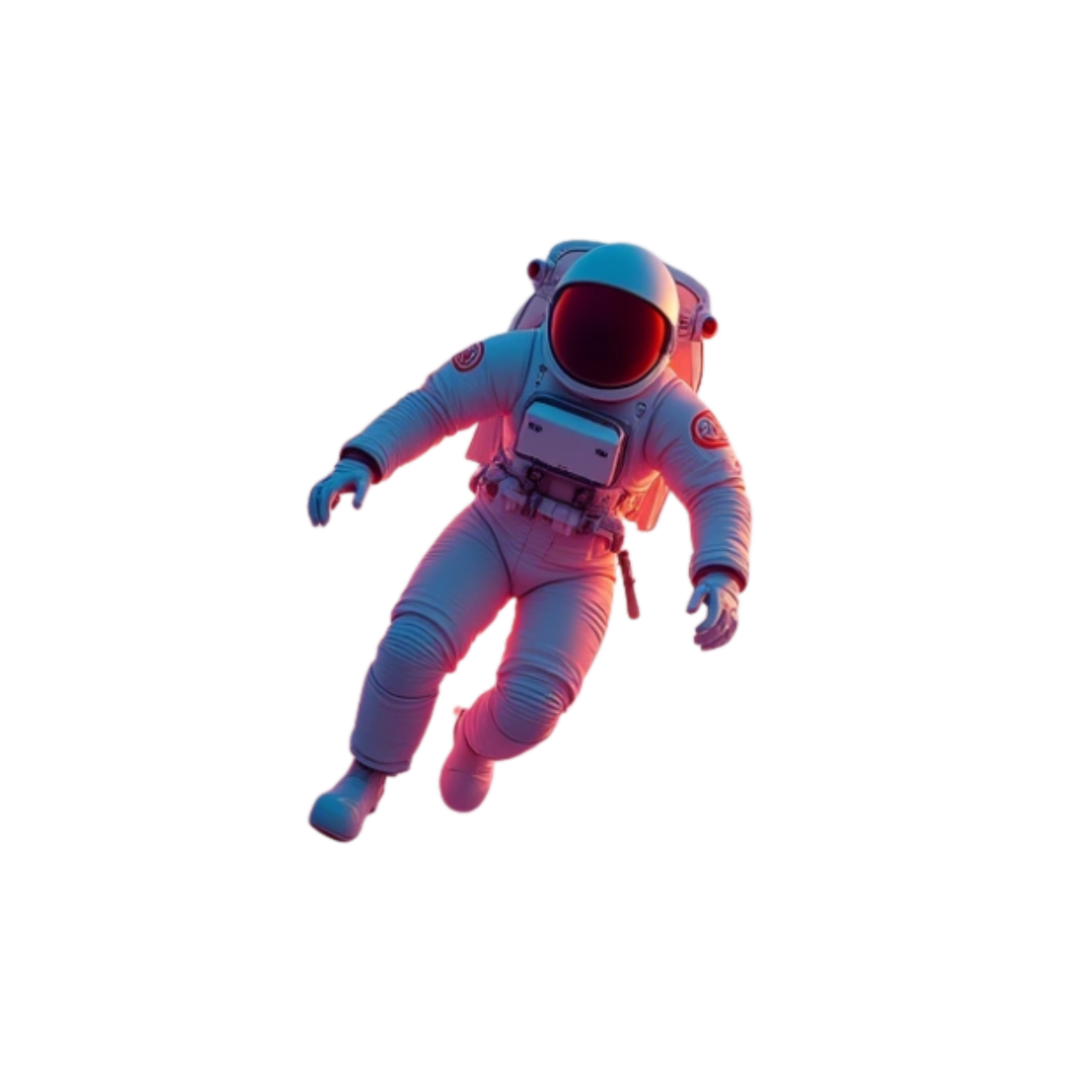spaceman flying through colorful clouds with the text "unreal custom designs" under it in colorful gradients