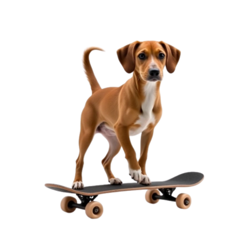 dog on a skateboard