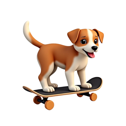 dog on a skateboard
