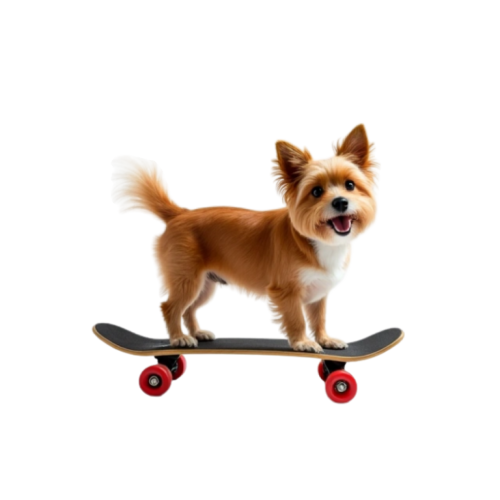 dog on a skateboard