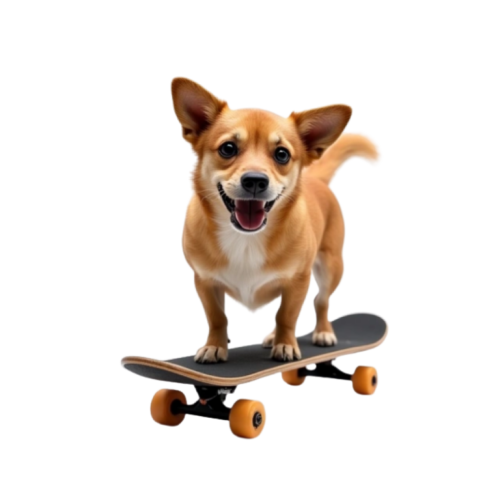 dog on a skateboard